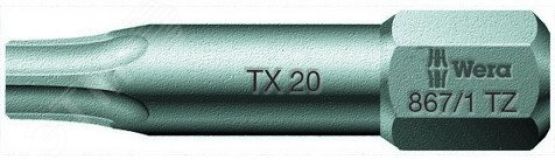 Бита торсионная 867/1 TZ TORX вязкая твердость хвостовик 1/4 C 6.3 TX 5 x 25 мм WE-066300 Wera