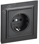 BRITE Розетка 1 пост с заземлением с защитными шторками 16А в сборе РСР14-1-0-БрЧ черный IEK BR-R14-16-K02-F IEK