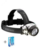 Фонарь налобный, 7 LED, 3 батарейки ААА, 70Лм KOC-H7-LED Космос