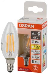 Лампа светодиодная филаментная LED Star Свеча 6Вт (замена 75Вт), 750Лм, 2700К, цоколь E14 OSRAM 4058075684812 LEDVANCE