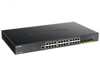 Коммутатор управляемый L2, PoE, 24 порта 10/100/1000 Мб/с, 2xSFP, 370 Вт 1750555 D-Link