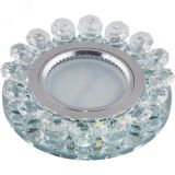 DLS-L102 GU5.3 CHROME/CLEAR Светильник декоративный встраиваемый, серия Luciole. Без лампы, цоколь GU5.3. Доп. светодиодная подсветка 3Вт. Металл/стекло. Хром/прозрачный. ТМ Fametto 09999       Uniel