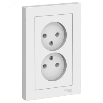 Розетка ATLASDESIGN двойная без заземления 16А в сборе белый ATN000120 Systeme Electric