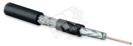 Кабель коаксиальный RG-59. 75 Ом . жила - 0.8 мм (медь. solid). экран - фольга+оплетка(луженная медь. 48%)+фольга. общий диаметр 6.1мм. изоляция PVC (бухта 100 м) 49124 Hyperline