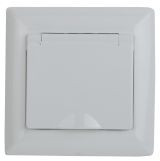 Розетка Intro Solo 4-203-01 с заземлением 2P+E Schuko с крышкой, 16А-250В, IP20, СУ, белый Б0053657 ЭРА