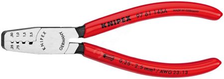 Пресс-клещи для обжима контактных гильз 4 гнезда 025-25мм (AWG 23-13) L=145мм обливные рукоятки KN-9761145A KNIPEX