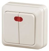 Выключатель двойной с подсветкой, 10А-250В, ОУ, Quadro, сл.кость,2-105-02 Б0027644 ЭРА
