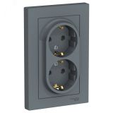 Розетка ATLASDESIGN двойная с заземлением 16А в сборе грифель ATN000724 Systeme Electric