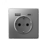 ARTGALLERY розетка 16А с 2 USB A+C, 5В/2,4А/3,0А, 2х5В/1,5А, механизм, сталь GAL000932 Systeme Electric