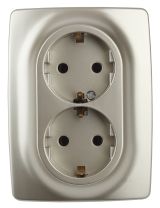 Розетка 2X2P+E Schuko, 16A-250В, Эра12, шампань, 12-2106-04 Б0031231 ЭРА