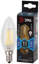 Лампа светодиодная F-LED B35-11w-840-E14 (филамент, свеча, 11Вт, нейтр, E14) (10/100/5000) Б0046987 ЭРА