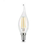 Лампа светодиодная филаментная LED 5 Вт 450 лм 4100К AC185-265В E14 свеча нейтральный  Black Filament Gauss 104801205 GAUSS