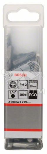 Бита 25мм PH2 шестигранный хвостовик 1/4 ECO (100шт) 2608521219 BOSCH