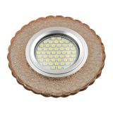 DLS-L140 GU5.3 GLASSY/TEA Светильник декоративный встраиваемый, серия Luciole. Без лампы, цоколь GU5.3. Доп. светодиодная подсветка 3Вт. Стекло. Зеркальный/светло-коричневый. ТМ Fametto UL-00003876 Uniel