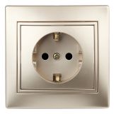 Розетка Intro Plano 1-202-04 с заземлением 2P+E Schuko, 16А-250В, IP20, СУ, шампань Б0053879 ЭРА