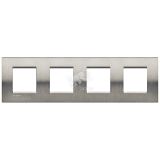 LivingLight Рамка прямоугольная 4 поста Фактурная сталь LNA4802M4ACS BTicino