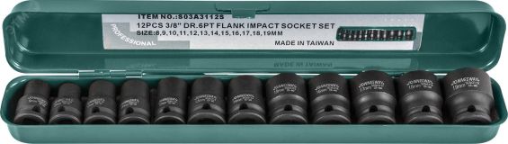 Набор головок торцевых ударных 3/8''DR, 8-19 мм, 12 предметов 048505 Jonnesway