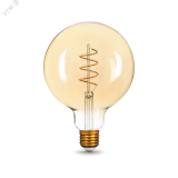 Лампа светодиодная филаментная LED 6 Вт 360 лм 2400К AC185-265В E27 шар G125 теплая золотистая колба Black Filament Gauss 158802008 GAUSS