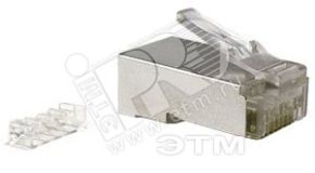 Разъем RJ-458P8C под витую пару категория 6 экранированный универсальный 100 шт 49383 Hyperline
