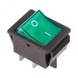 Выключатель клавишный 250V 16А (4с) ON-OFF зеленый с подсветкой, REXANT 36-2332 REXANT