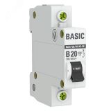 Автоматический выключатель 1P 20А (B) 4,5кА ВА 47-29 Basic mcb4729-1-20-B EKF
