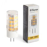 Лампа светодиодная LED 5вт 230в G4 теплый капсульная 25860 FERON