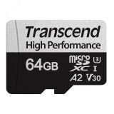 Карта памяти 64GB MicroSD 340S UHS I, SDXC, V30, U3, 160 МБ/с, Class 10 1000679211 Transcend