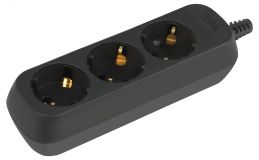 Колодка 3 розетки с зазeмлением черная KX-3e-B Б0061718 ЭРА
