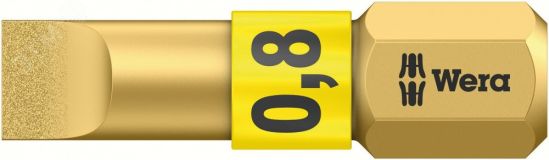 Бита шлицевая биторсионная 800/1 BDC SL алмазное покрытие хвостовик 1/4 C 6.3 0.8 x 5.5 x 25 мм WE-056172 Wera