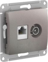 GLOSSA РОЗЕТКА двойная ТВ + компьютерная RJ45, кат. 5Е, ПЛАТИНА GSL001289 Systeme Electric