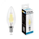 Лампа светодиодная LED 7вт Е14 дневной свеча FILAMENT 38227 FERON