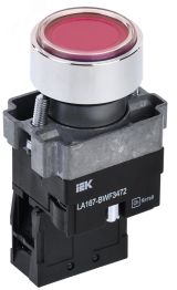 Кнопка LA167-BWF3472 d=22мм RC 1р с подсвет красная BBT20-BWF3472-2-12-67-K04 IEK