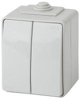 Выключатель двойной IP65, 10АХ-250В, ОУ, Эра Эксперт, серый,11-1604-03 Б0035976 ЭРА