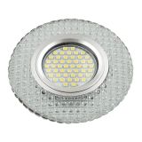 DLS-L135 GU5.3 GLASSY/CLEAR Светильник декоративный встраиваемый, серия Luciole. Без лампы, цоколь GU5.3. Доп. светодиодная подсветка 3Вт. Стекло. Зеркальный/прозрачный. ТМ Fametto UL-00003859 Uniel