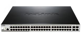 Коммутатор управляемый L2 48 портов RJ45/SFP 10 100 1000 Мб/с PoE 370Вт 134267 D-Link
