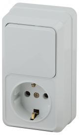 Блок розетка с выключателем Intro Quadro 2-705-01 вертикальный 10(16)А-250В, IP20, ОУ, белый Б0053882 ЭРА