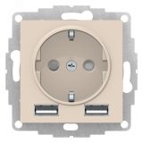 РОЗЕТКА ATLASDESIGN 16А c 2 USB A+A, 5В/2,4А, 2х5В/1,2А, механизм, БЕЖЕВЫЙ ATN000230 Systeme Electric