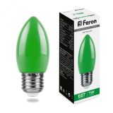 Лампа светодиодная LED 1вт Е27 зеленый свеча 25926 FERON
