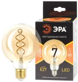 Лампа светодиодная филаментная F-LED G95-7W-824-E27 spiral gold (филамент, шар спир зол, 7Вт, тепл, E27) (20/560) Б0047663 ЭРА