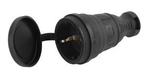 Разъём каучуковый c/з прямой 16A IP44 черный R8-B-IP44 Б0044541 ЭРА