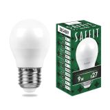 Лампа светодиодная LED 9вт Е27 белый матовый шар 55083 SAFFIT