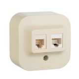 Quteo Розетка телефонная+компьютерная RJ11+RJ45 категория 5 UTP наружная бежевая 782251 Legrand