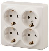 Розетка 4х2P+E Schuko со шторками, 16A-250В, ОУ, Эра Эксперт, сл.кость, 11-2211-02 Б0020710 ЭРА