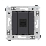 Avanti Компьютерная розетка RJ-45 без шторки в    стену кат.5е одинарная черный матовый 4412663 DKC