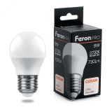 Лампа светодиодная LED 9вт Е27 теплый матовый шар Feron.PRO 38080 FERON