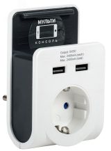 Адаптер Т-02/01 1 место 2P+PE 16А 2хUSB 2,4А белый WTP11-16-01-Z-K01 IEK