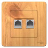 Розетка BLANCA двойная компьютерная скрытой установки RJ45 категория 5e +телефон RJ11 ясень BLNIS045115 Systeme Electric
