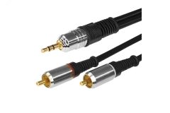 Аудио кабель 3.5 мм - 2 RCA, 5 м, GOLD-металл 17-4225 REXANT