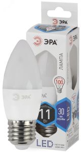 Лампа светодиодная LED B35-11W-840-E27 (диод, свеча, 11Вт, нейтр, E27) (10/100/4000) Б0047941 ЭРА