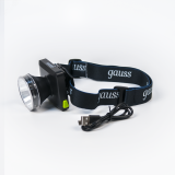 Фонарь налобный светодиодный LED 5 Вт 100 Лм модель GFL401 черный c Li-ion аккумулятором 3000 мАч диммируемый GF401 GAUSS